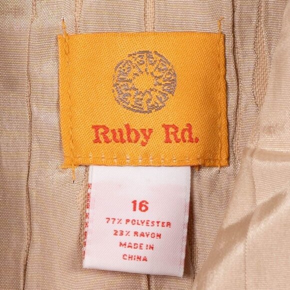 Ruby Rd Crinkle Jacket 16 Womens Beige Yellow Buttons Rayon Blend Pockets - Picture 4 of 5